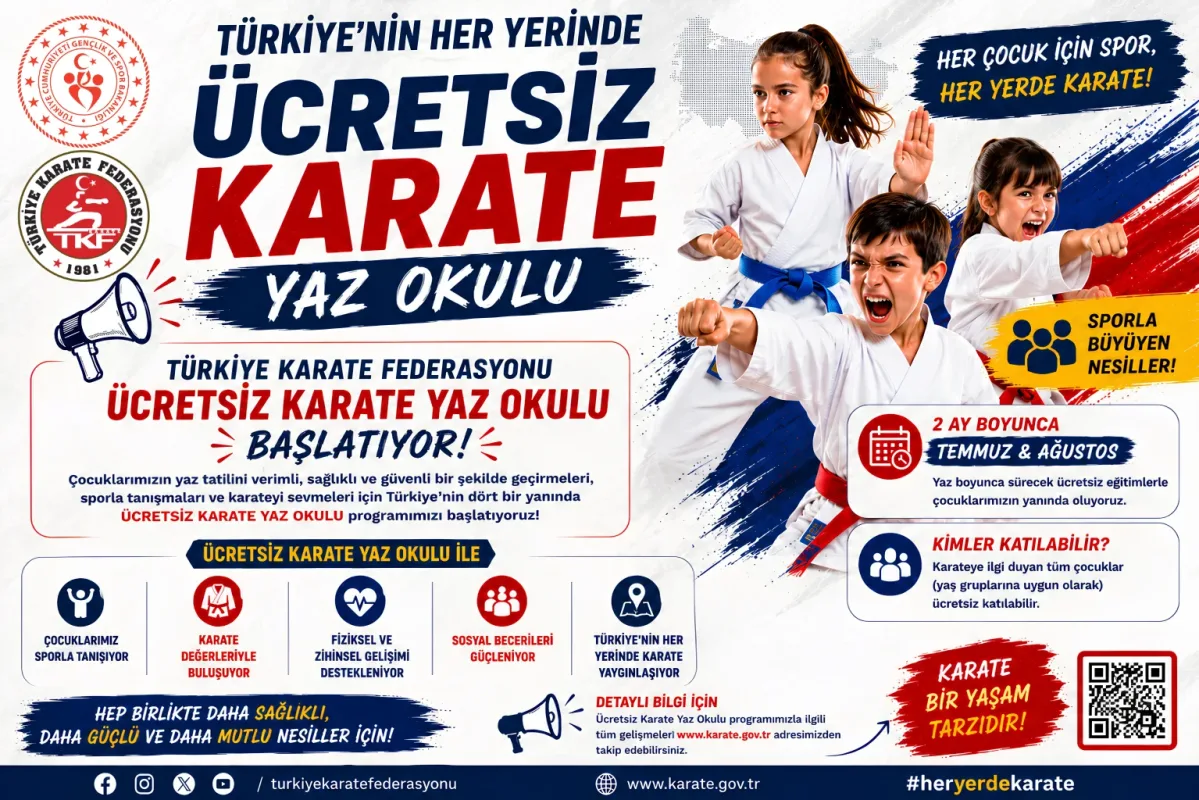 TÜRKİYE’NİN HER YERİNDE ÜCRETSİZ KARATE YAZ OKULU